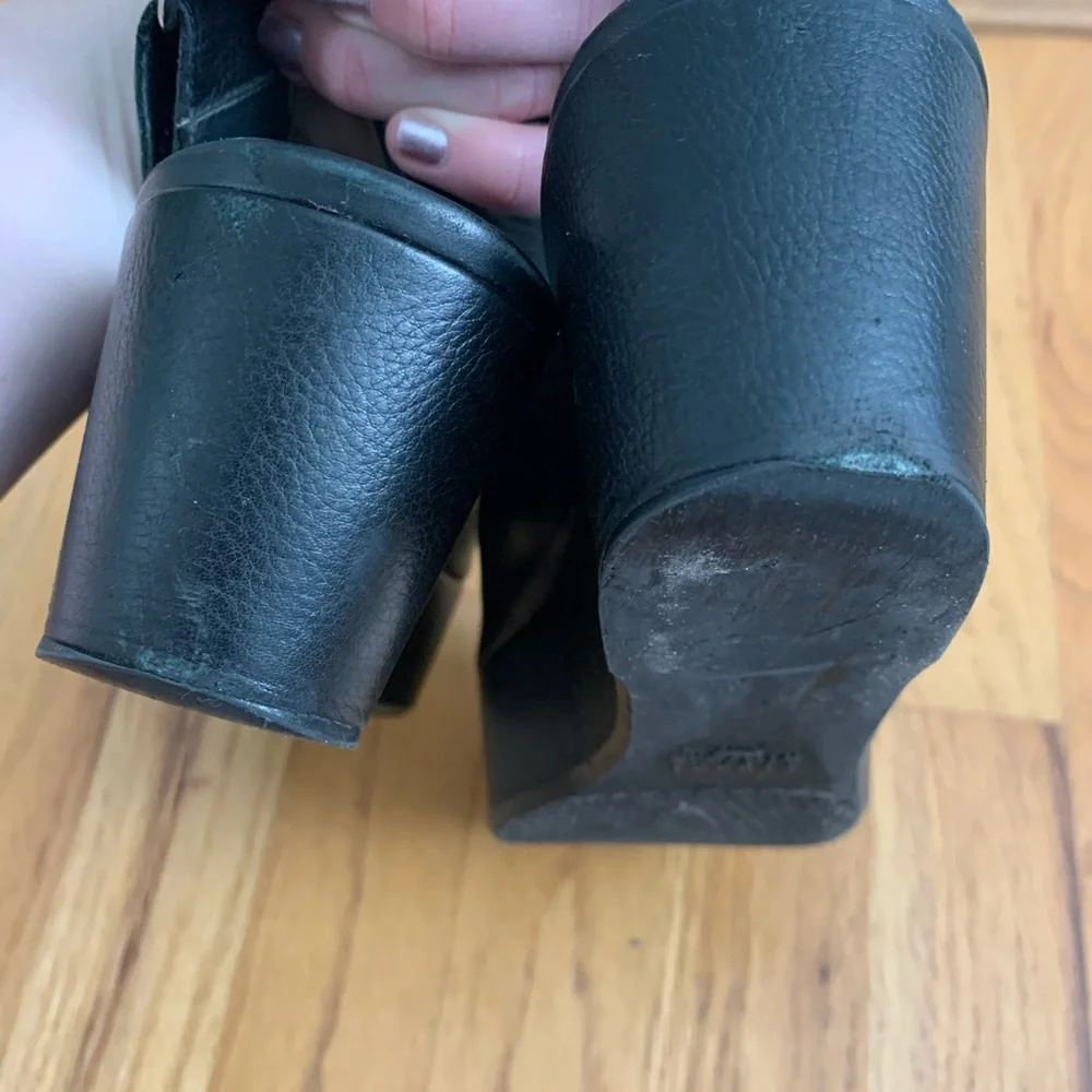 Stuart Weitzman “Offset” Leather Platform Wedges